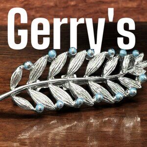 Vintage Gerry's Silver Tone Leaf Brooch Jewelry Pin Bling Textured Art Leaves